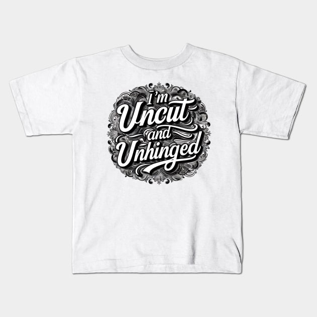 Uncut and Unhinged: A Typographic Marvel Kids T-Shirt by TRACHLUIM